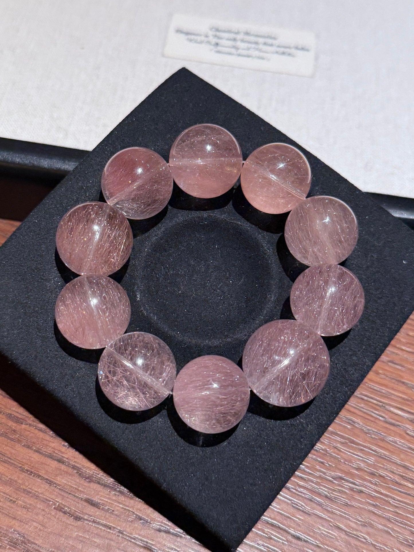 售出欣赏 毕业级粉钢丝兔毛 Rutilated Quartz(18-21mm)
