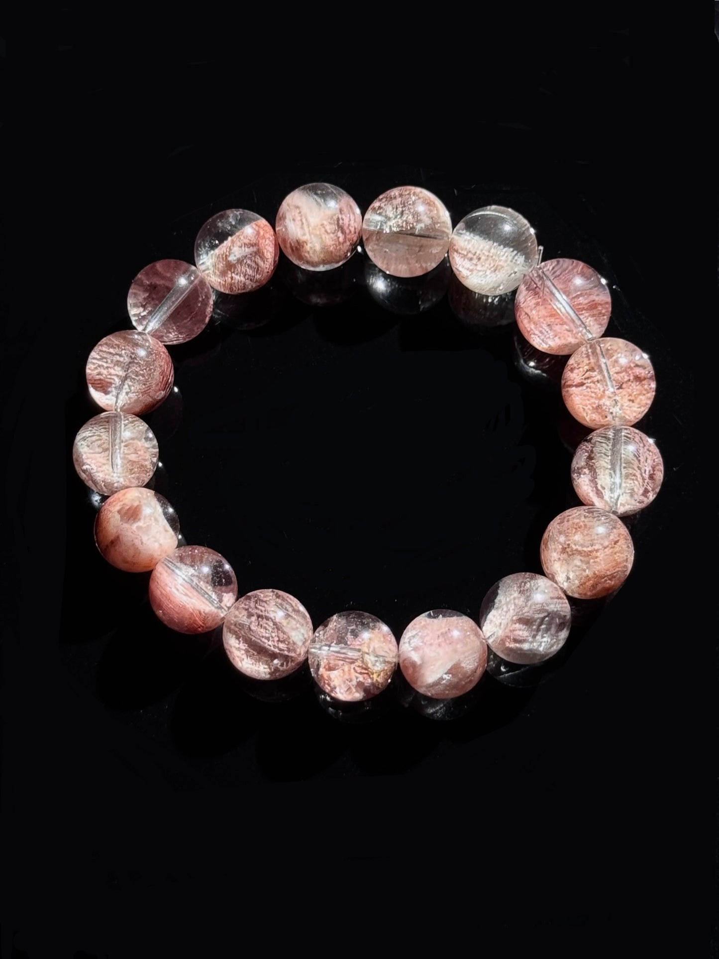 Pink Phantom Quartz with Layered Inclusions 粉千层幽灵 (10-11mm)