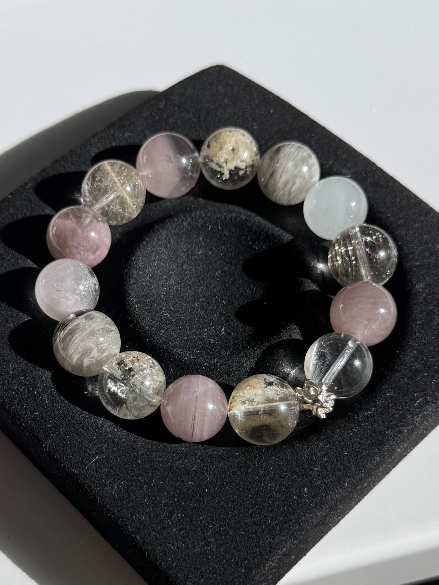Snowy Pear Blossom 棠梨映雪 13mm Rutilated Quartz Bracelet
