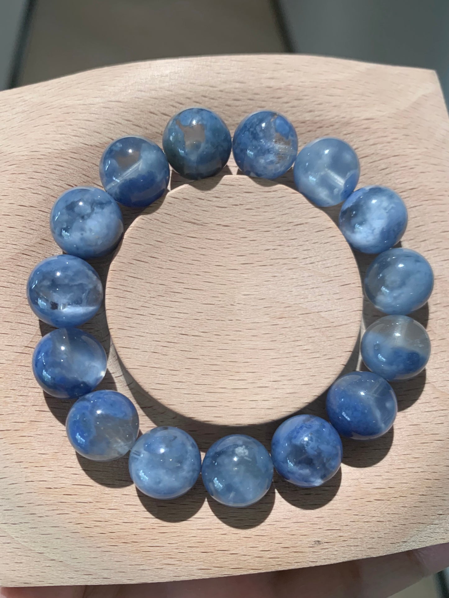 Blue Mochi Rabbit Hair Quartz 蓝团团 透体(13-14mm)