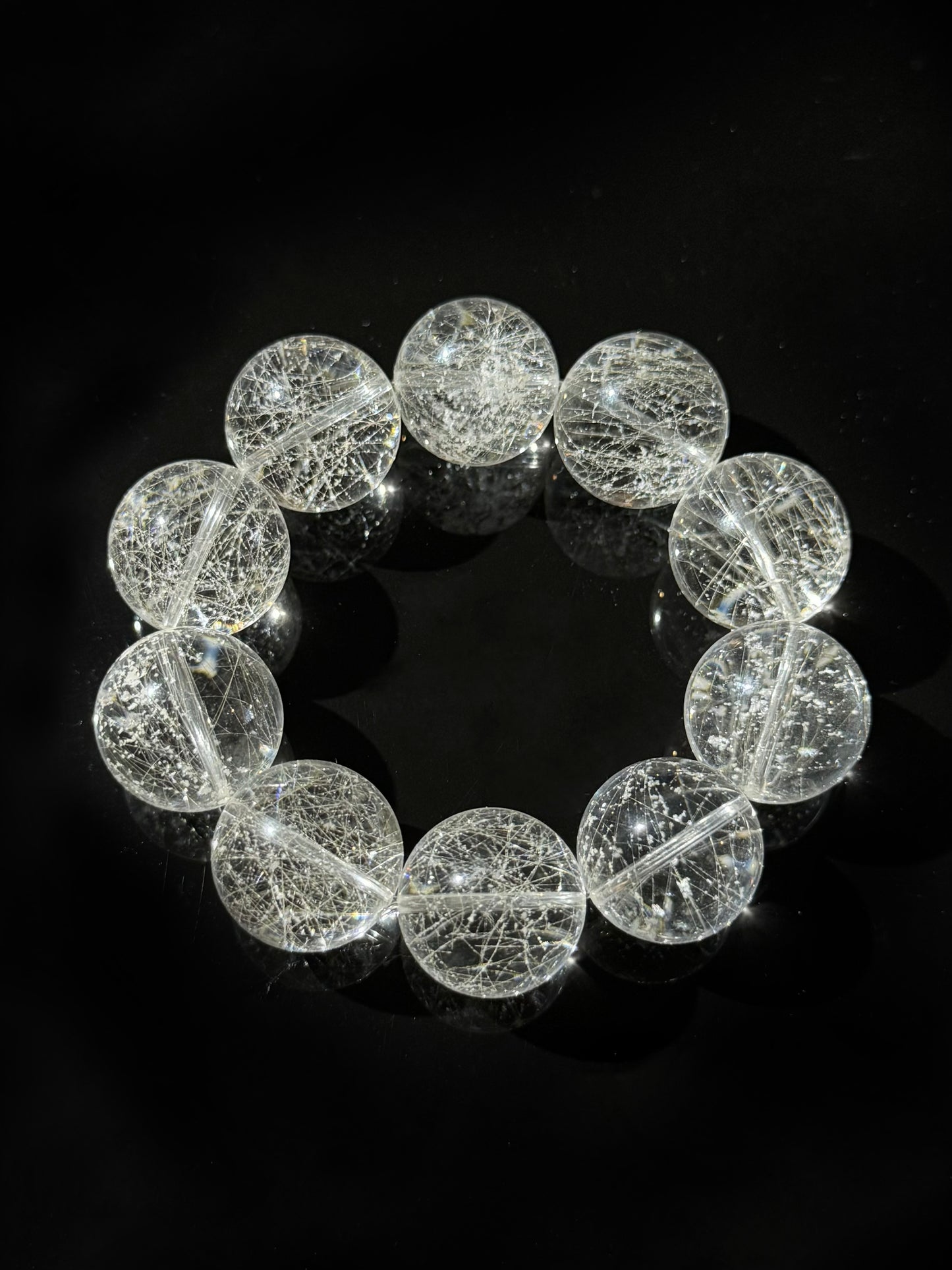 全净体雪霜发 All-Clear Quartz with Frosted Snow Hair Inclusions (19-20mm)