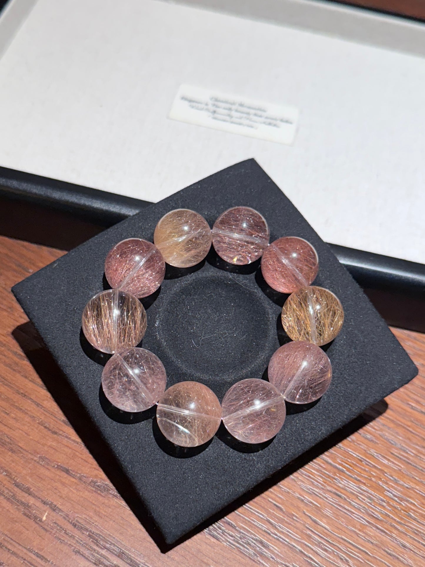 破晓 粉橘硬钢丝兔毛 Rutilated Quartz(19-20mm)