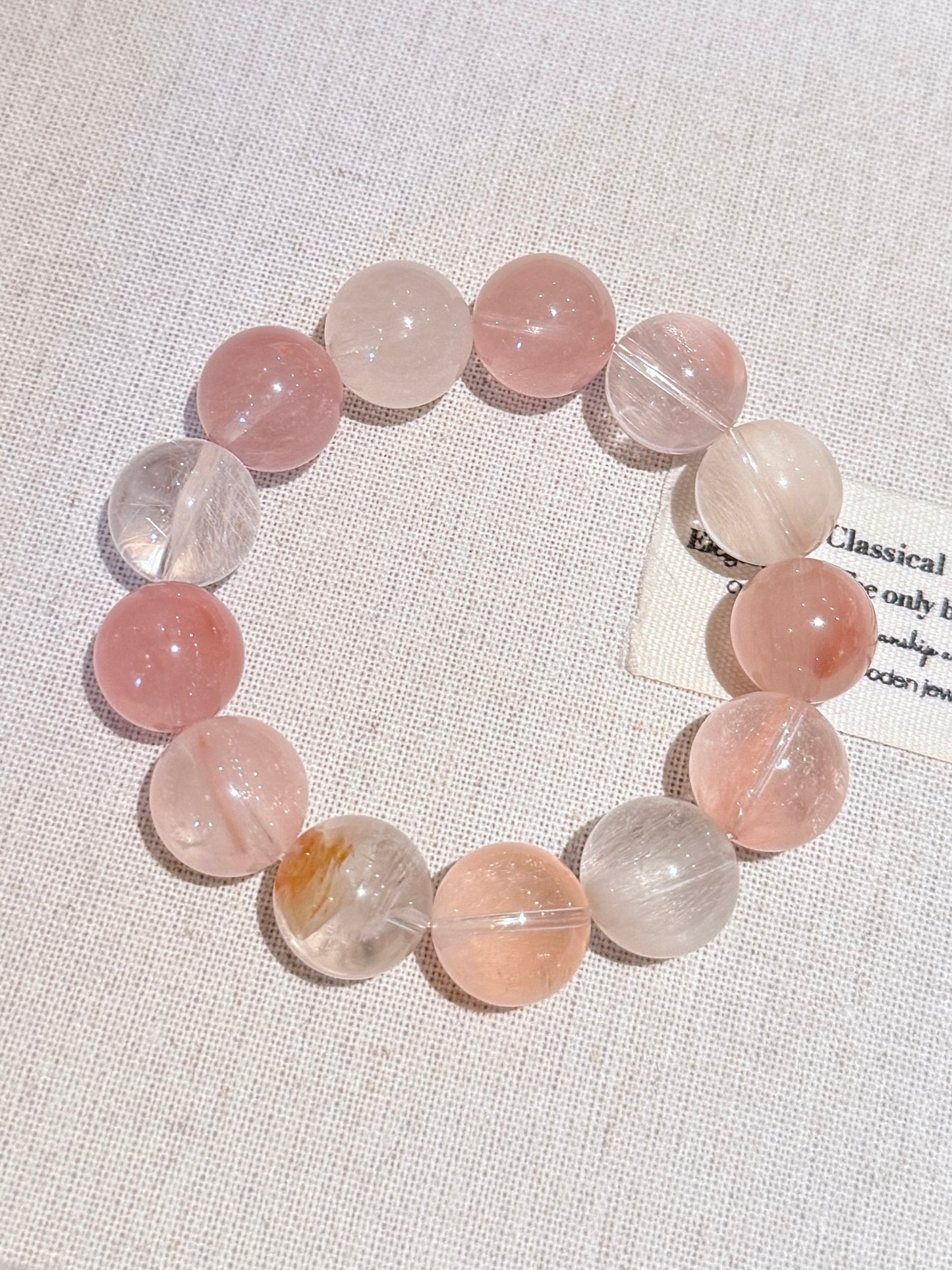 彩棠 粉兔毛多宝 Rutilated Quartz(13-14mm)