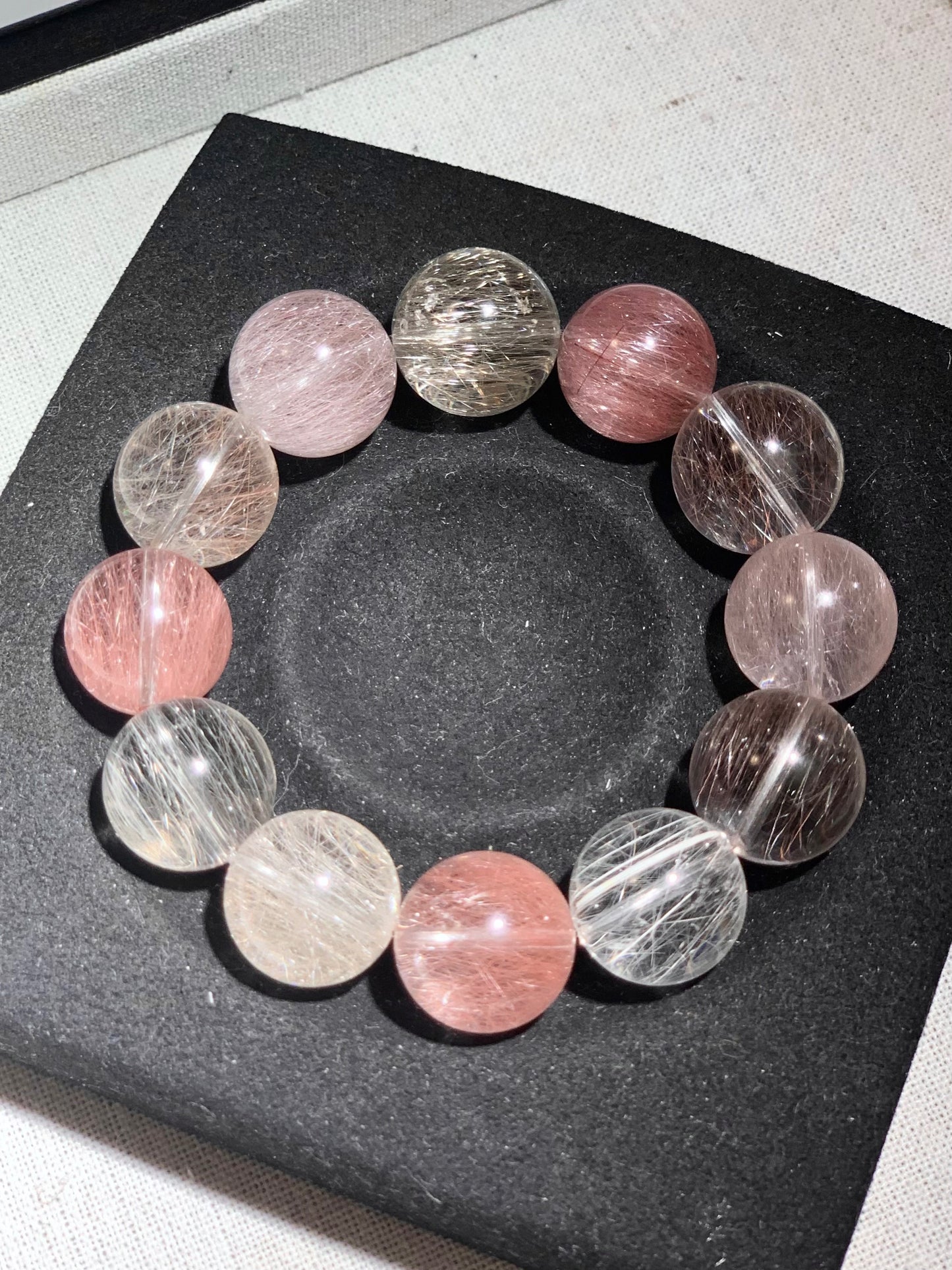 Pink Needle Quartz 粉钢丝兔毛 (15mm)