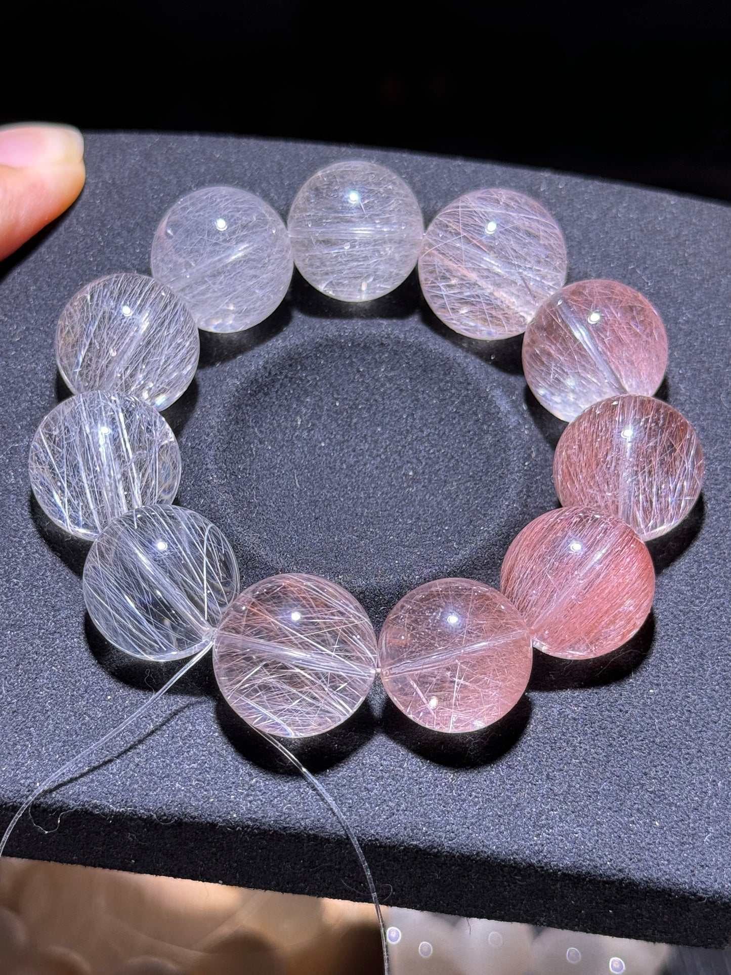 粉白渐变钢丝兔毛 17mm