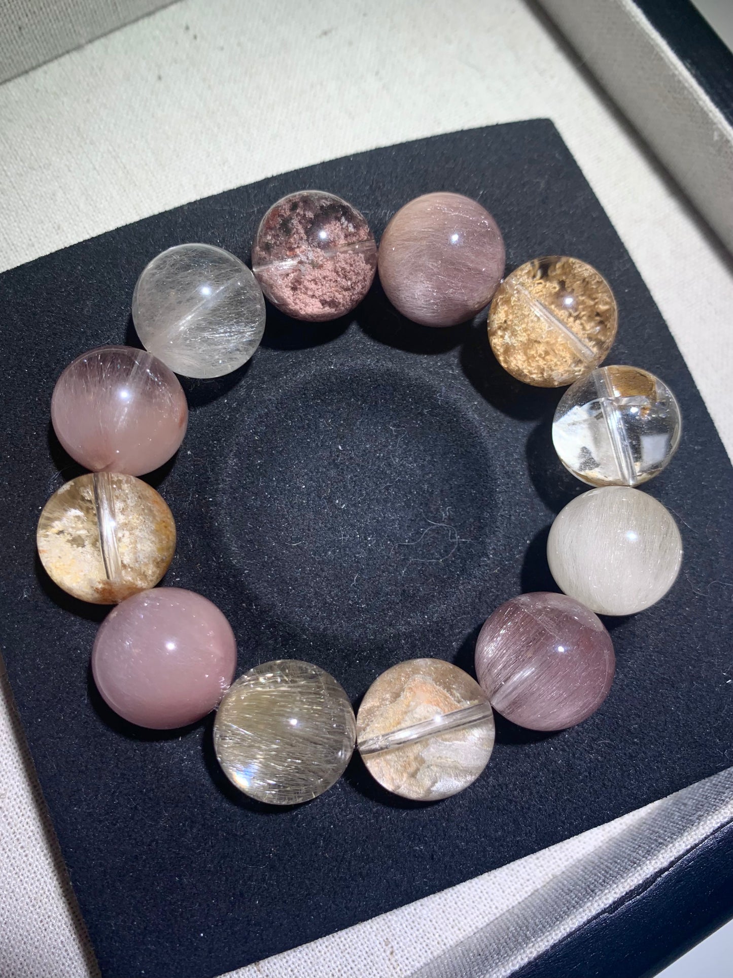 暮春 Purple Rabbit Hair Calcite Phantom Design Crystal (16mm)