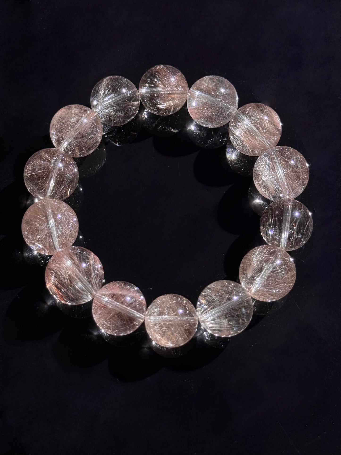 Pink-Golden Wire Rabbit Hair Quartz 粉金钢丝 (15mm)