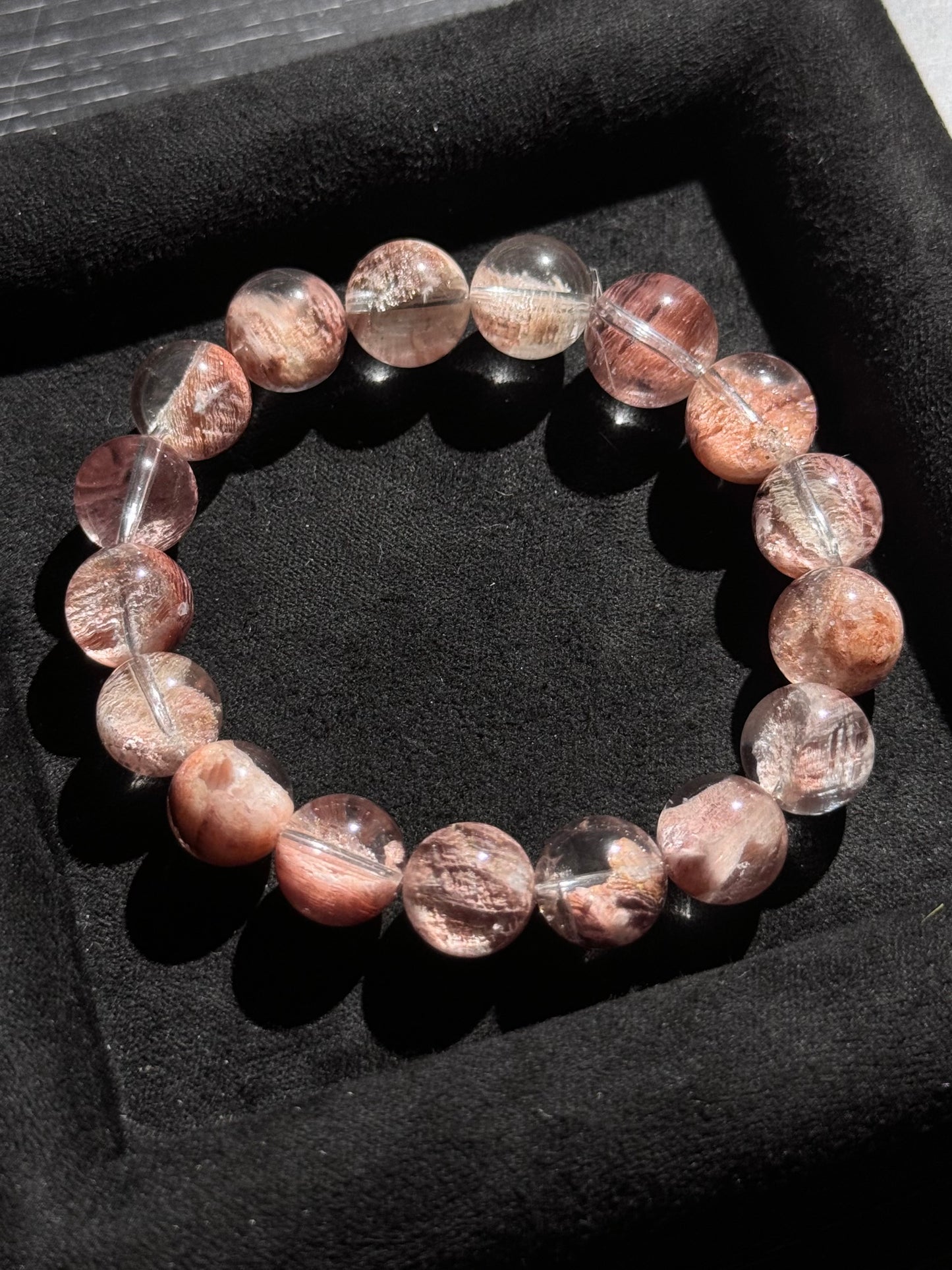 Pink Phantom Quartz with Layered Inclusions 粉千层幽灵 (10-11mm)