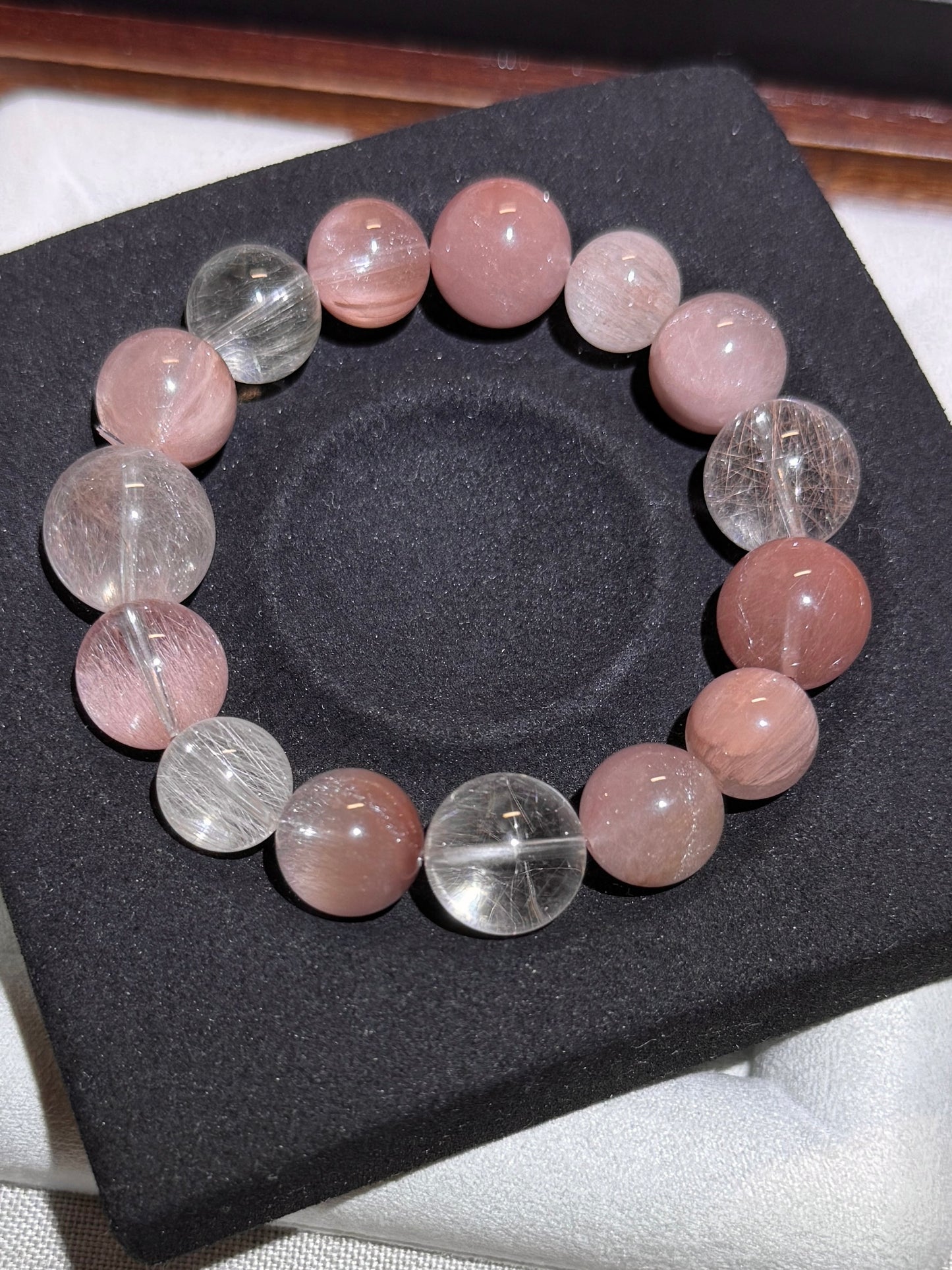 粉兔毛泡泡珠 Pink Rabbit Hair Bubble Bead (11.5-14mm)