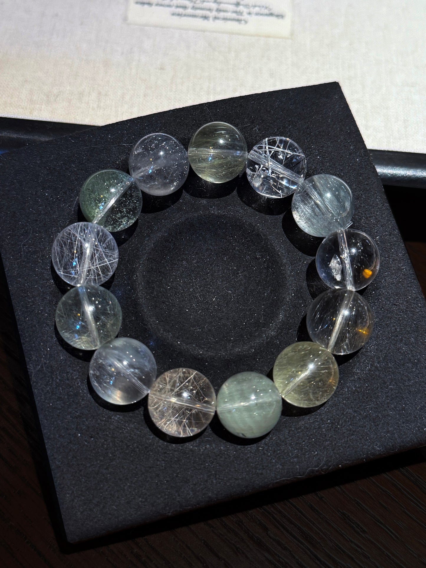 一叶之庭 蓝兔绿兔雪霜发 Rutilated Quartz(15-16mm)