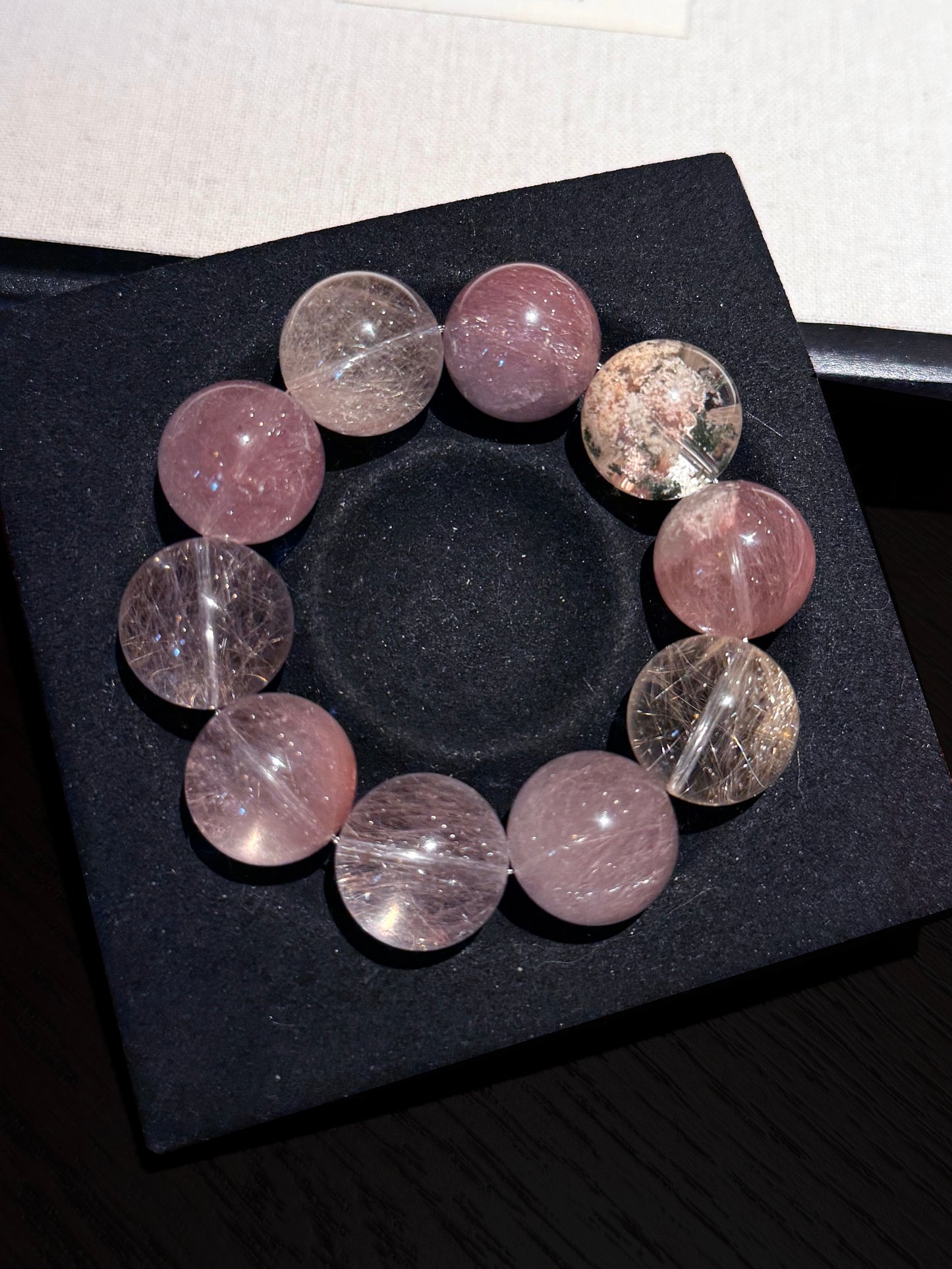 黑莓缪斯 大颗粒粉紫兔毛➕花幽灵Rutilated Quartz(19mm)