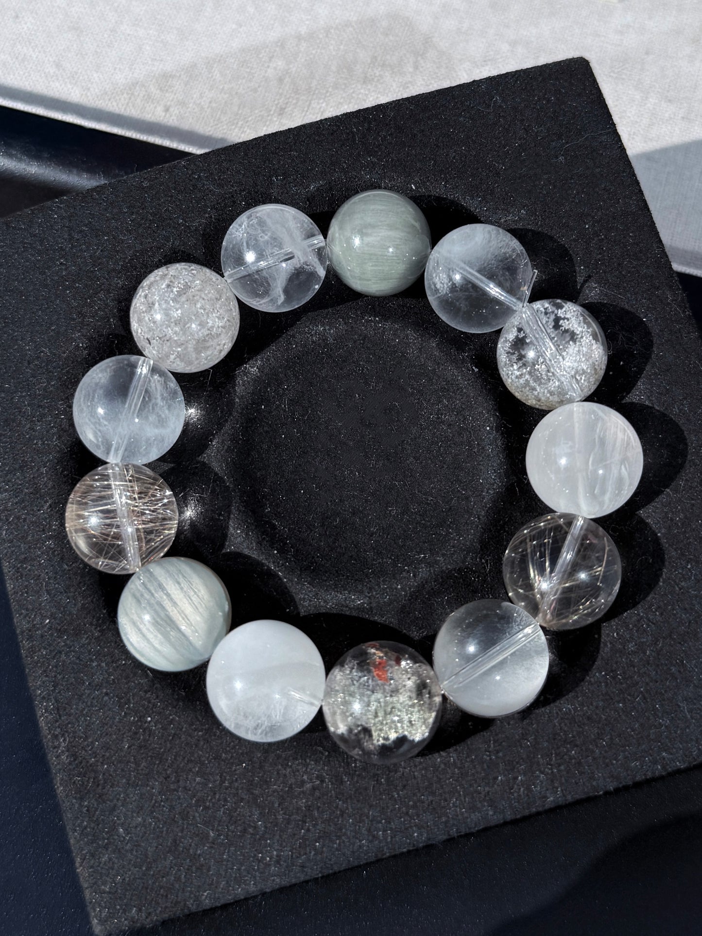 海盐多宝3号 蓝灰色系兔毛 Rutilated Quartz(14mm)