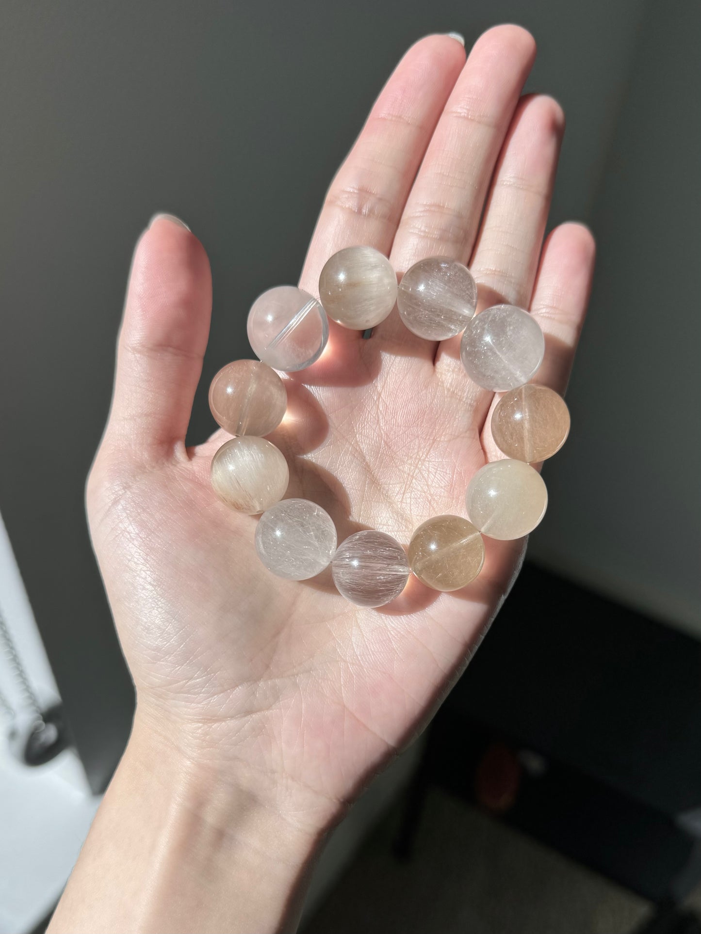 啵啵奶茶色系 兔毛 Rutilated Quartz(16mm)