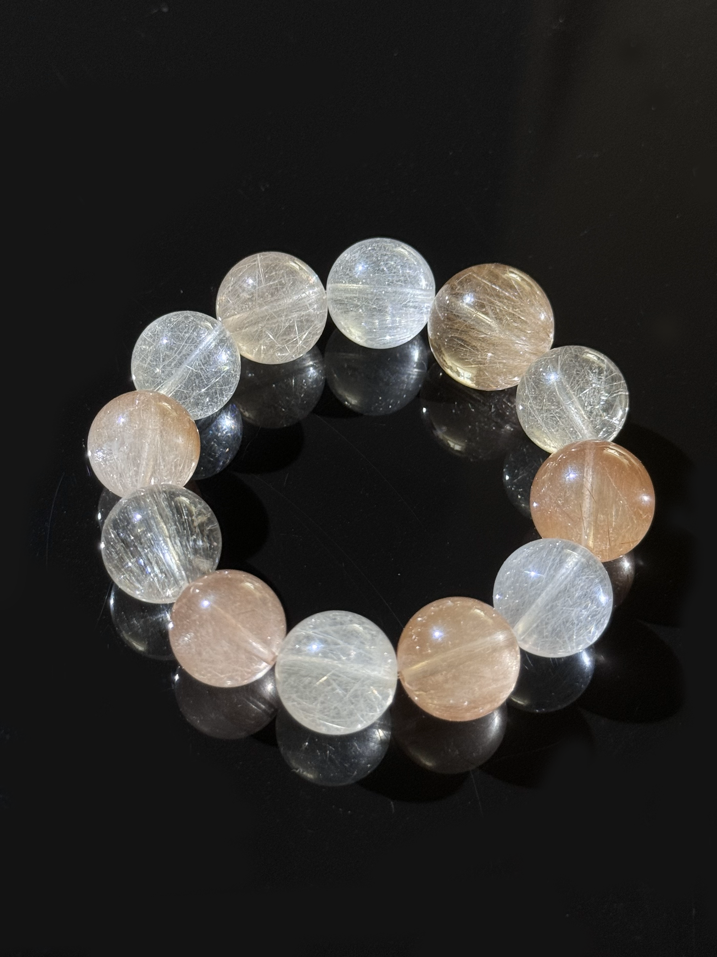 冰糖桔拉丝透闪 Rutilated Quartz(14-15mm)