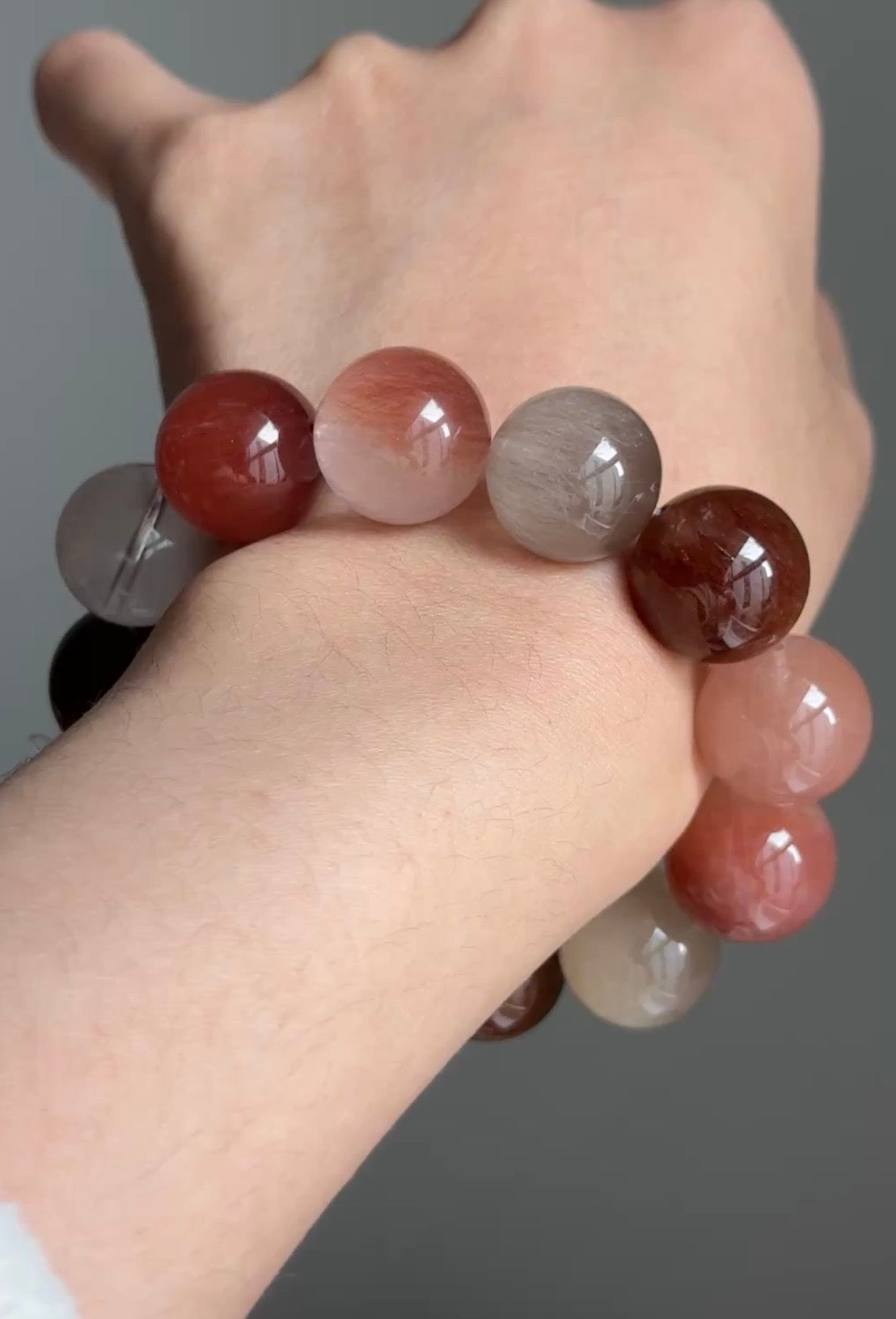Red Bean Dumpling 红豆圆子 16mm Rutilated Quartz Bracelet