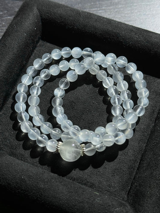 Blue Double-Strand Curl Quartz 蓝兔毛双圈