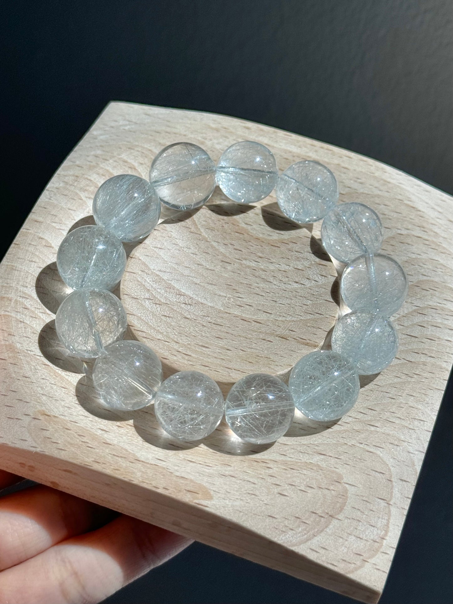Milky Blue Needle Quartz 奶蓝色 钢丝兔毛 (15mm)