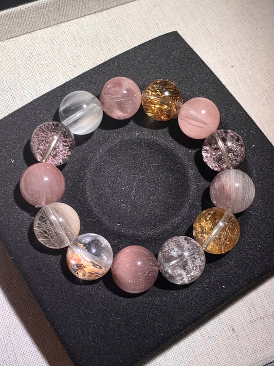 Purple gold velvet - Mixed Crystal Bracelet 紫金丝绒 (14-15mm)