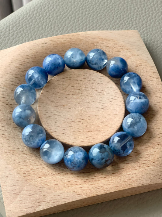 Blue Mochi Rabbit Hair Quartz 蓝团团 透体（13-14mm）