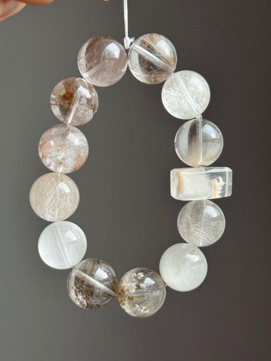 白麝香 香槟色系兔毛多宝 Rutilated Quartz(13-14mm)