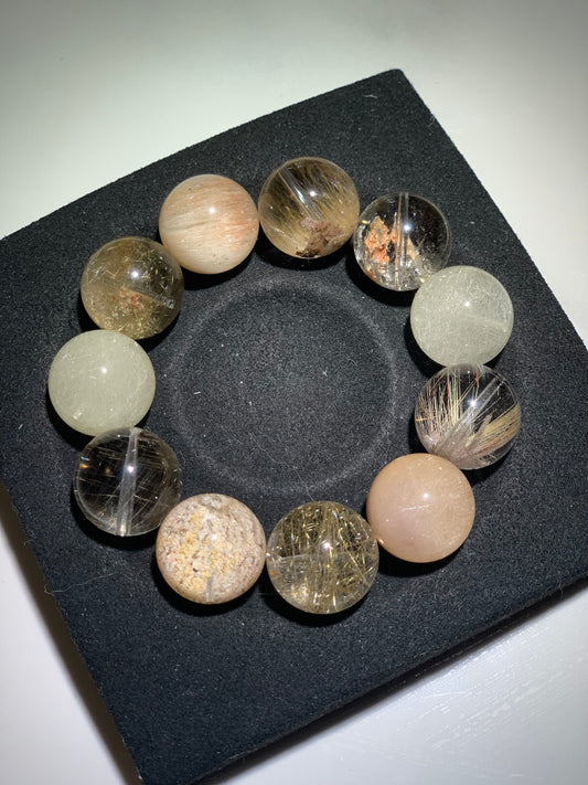 奶茶色系多宝手串 Milk Tea Tone Multi-Gemstone Bracelet  （16-17mm）
