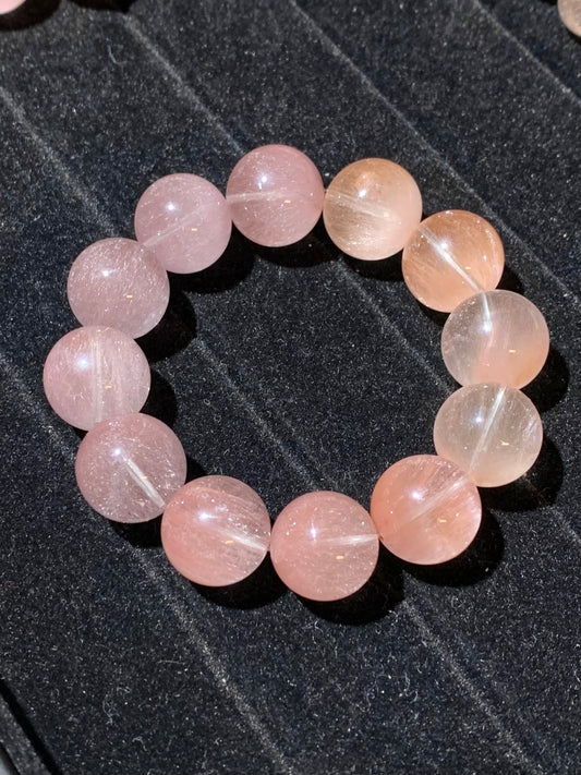 Pink-Purple Ombre Rabbit Hair Crystal Bracelet 紫粉渐变兔毛 (16mm)