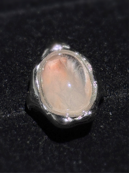粉兔毛卷毛 Pink Curly Rabbit Hair Quartz Ring