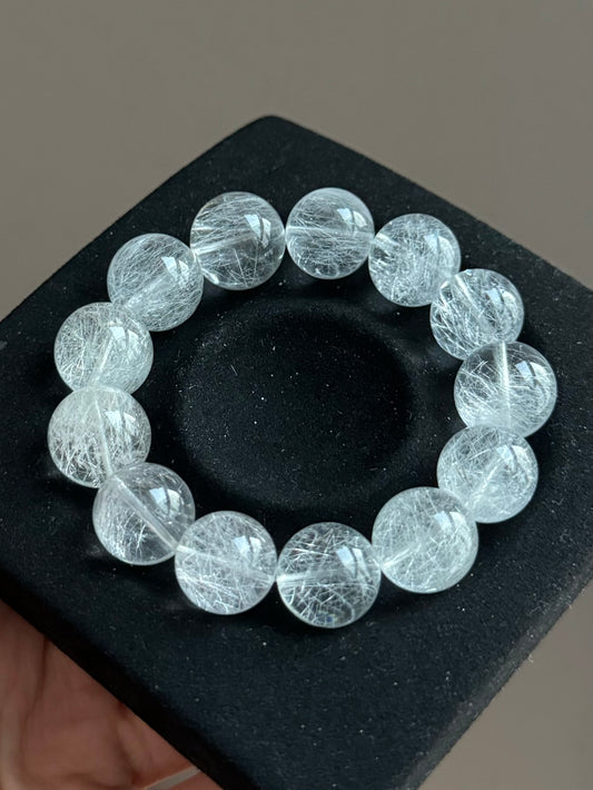 Milky Blue Needle Quartz 奶蓝色 钢丝兔毛 (15mm)