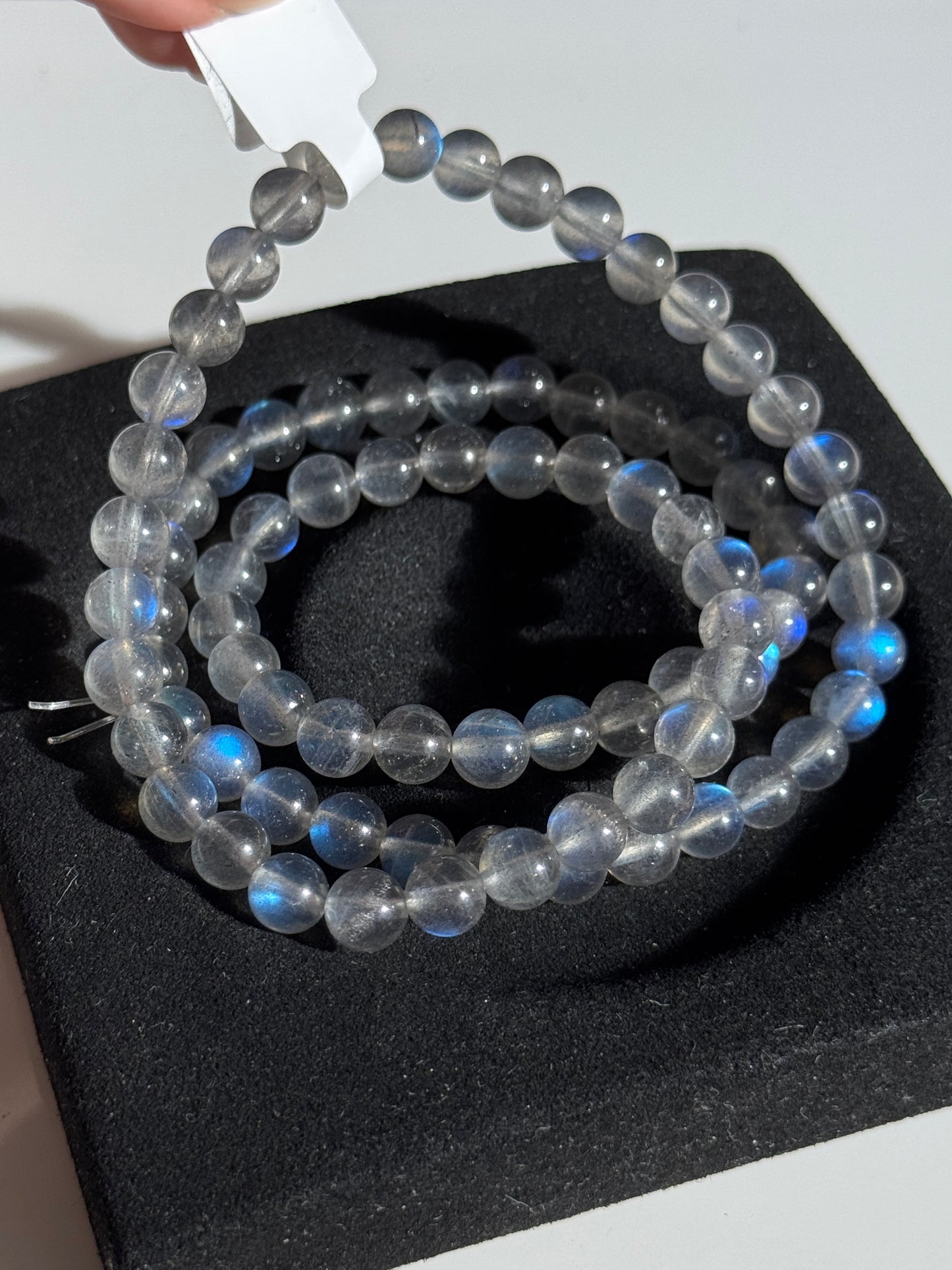 Blue Sheen Gray Moonstone Crystal Bracelet 全蓝光灰月光 三圈 7mm