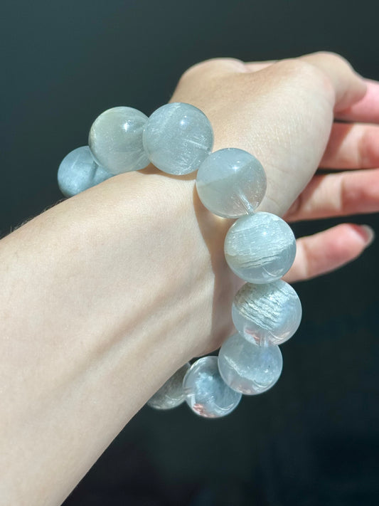 Blue Rabbit Hair & Phantom Quartz Symbiotic Crystal蓝兔毛千层幽灵 (15-16mm)