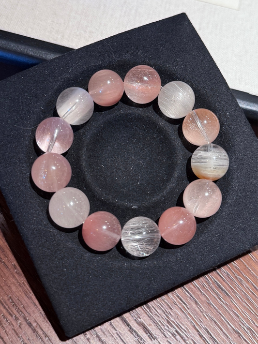 彩棠 粉兔毛多宝 Rutilated Quartz(13-14mm)