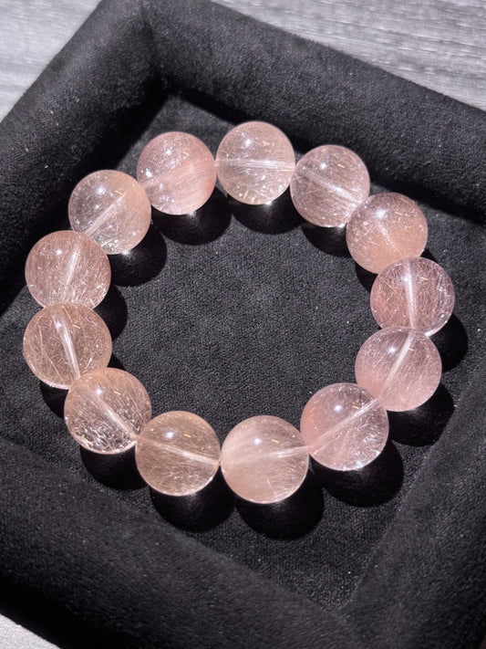 Pink Rabbit Hair Quartz 粉兔毛 (14.5-15mm)