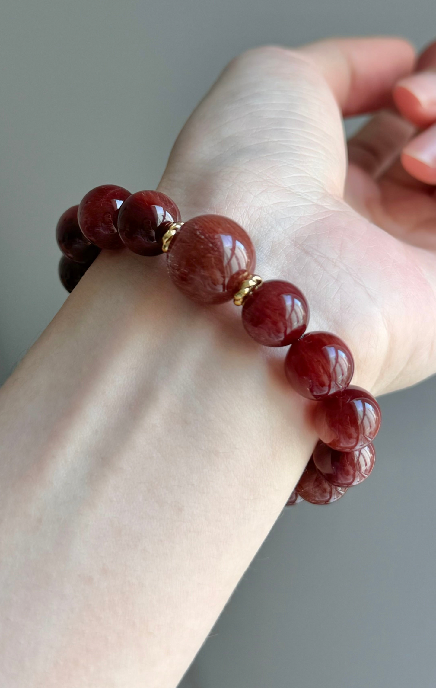 满发红兔毛 红发晶 Red Rutilated Quartz （10/13mm）