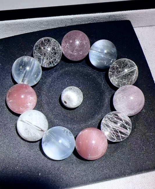 粉蓝兔毛 (deposit) Pink-Blue Curl Quartz