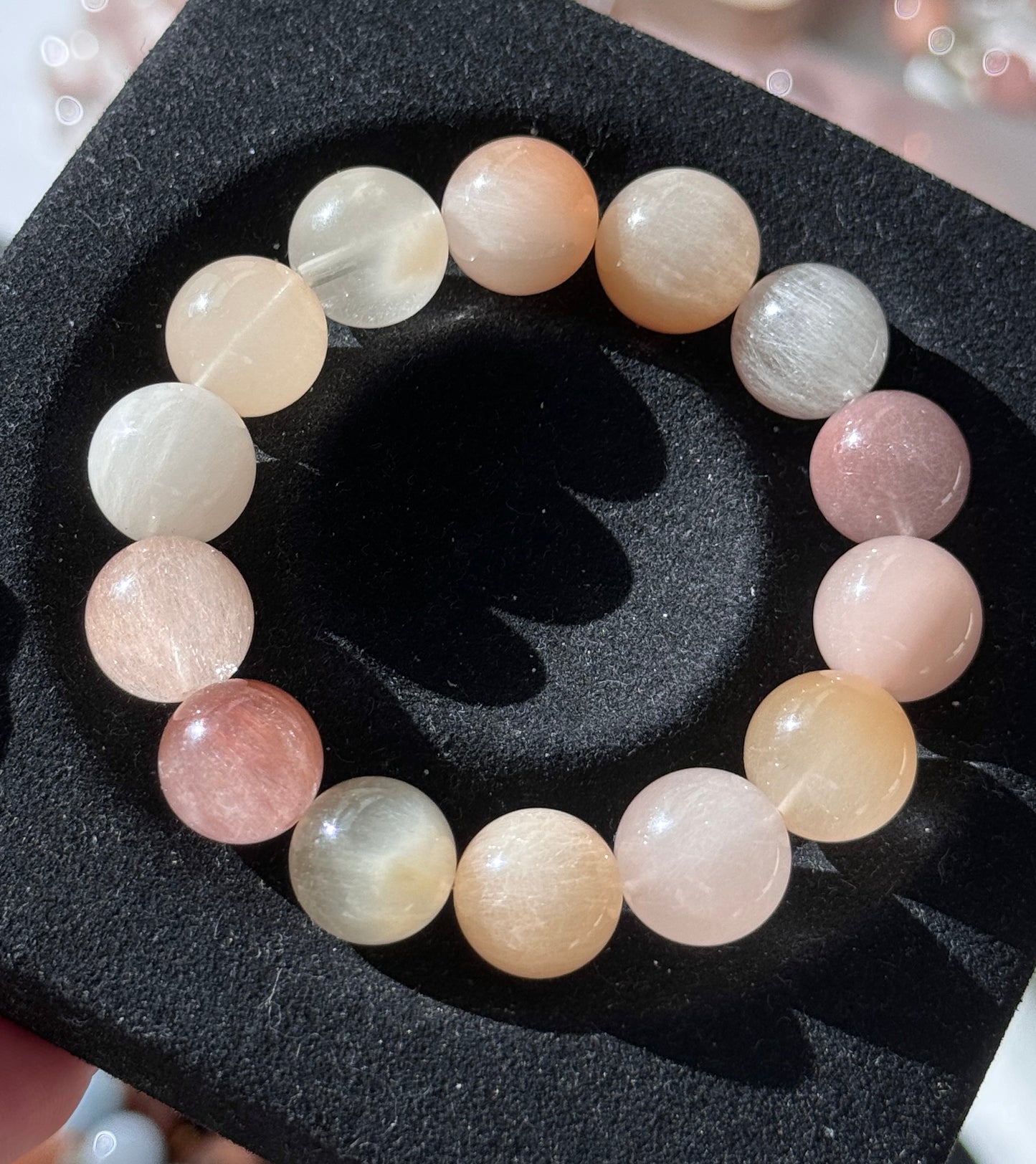 俏色水蜜桃4号·白草莓 Rutilated Quartz(12mm)