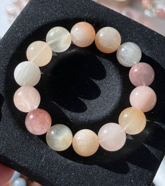 俏色水蜜桃4号·白草莓 Rutilated Quartz(12mm)