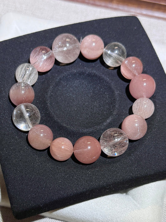 粉兔毛泡泡珠 Pink Rabbit Hair Bubble Bead （11.5-14mm）