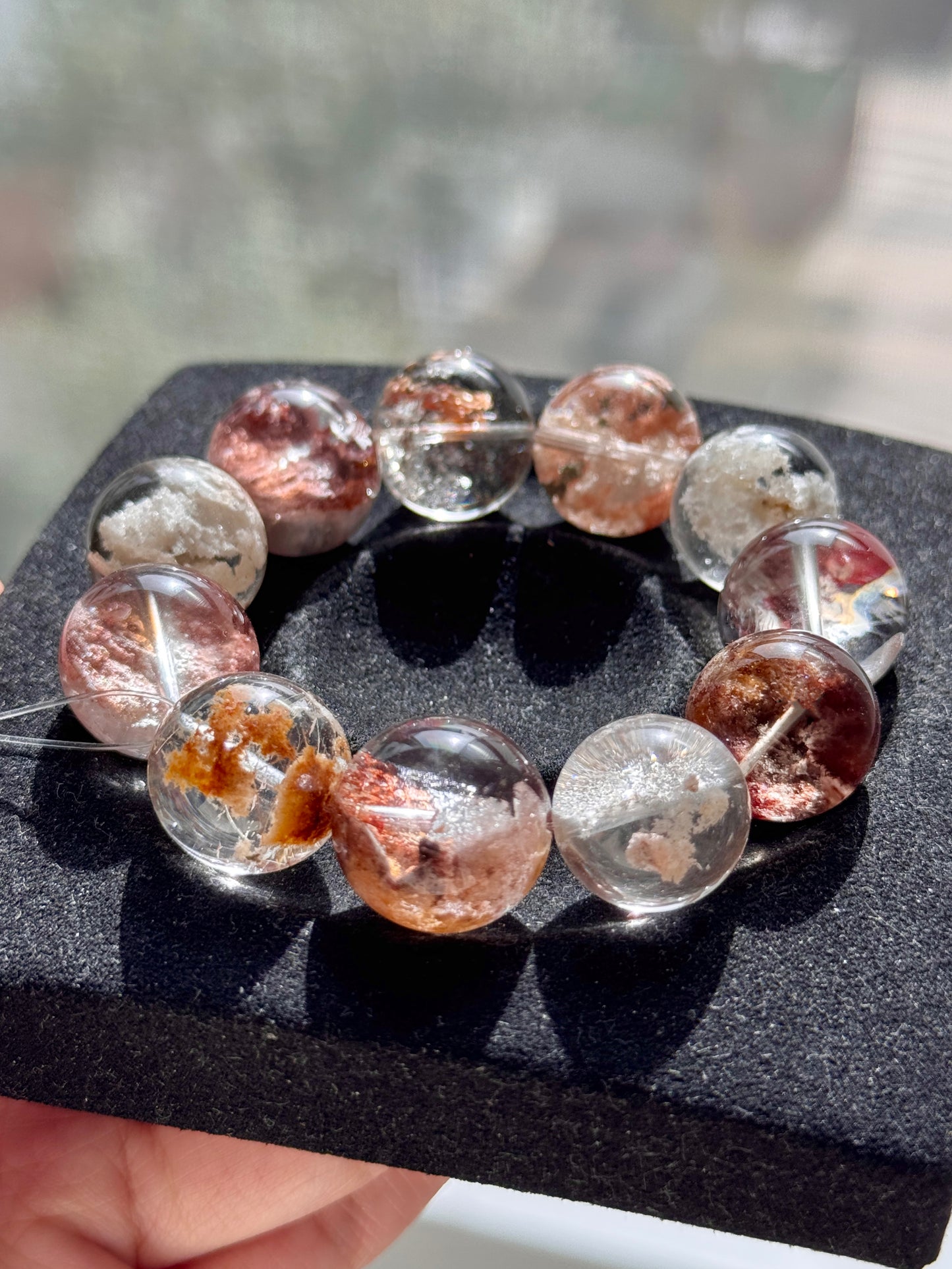 Kyoto Red Maple 京都红枫 特殊矿 Phantom & Rutilated Quartz Bracelet