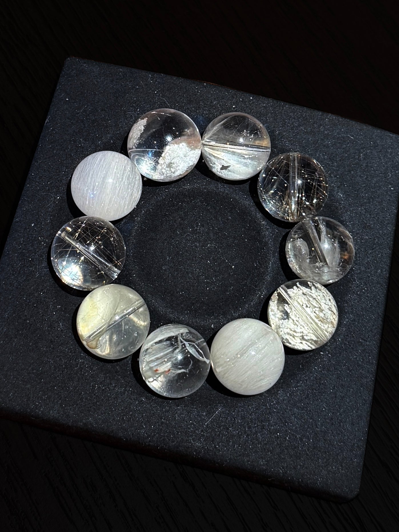 白茶 大颗粒兔毛多宝 Rutilated Quartz (18mm)