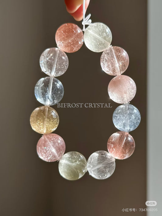 售出欣赏 硬钢丝彩色硬糖兔毛 Rutilated Quartz (16mm)