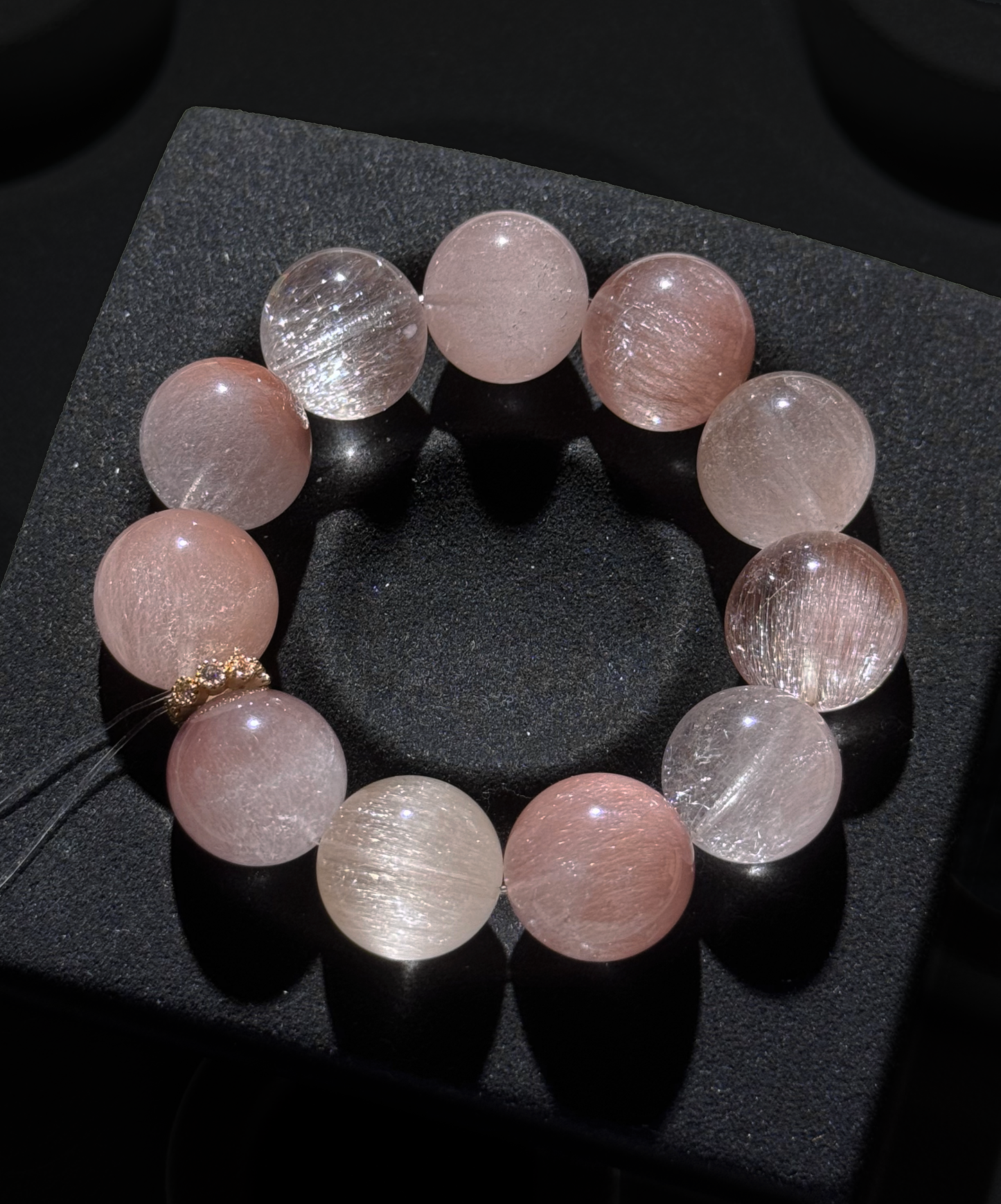 粉紫色系拉丝兔毛 Rutilated Quartz(16mm)