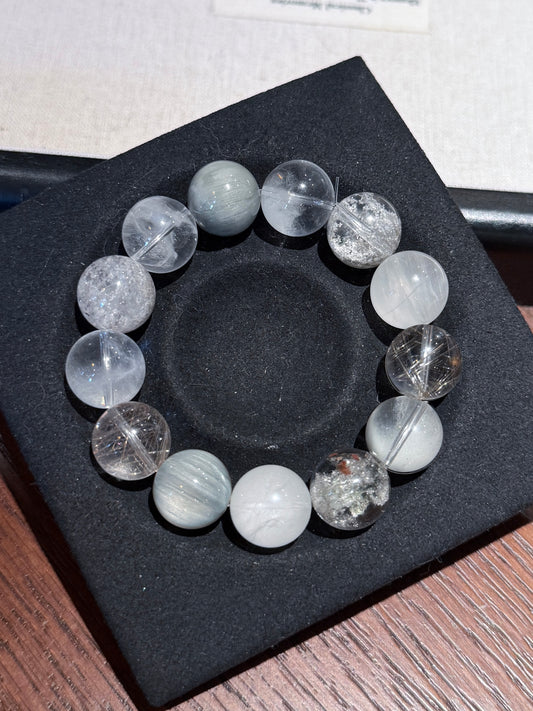 海盐多宝3号 蓝灰色系兔毛 Rutilated Quartz(14mm)